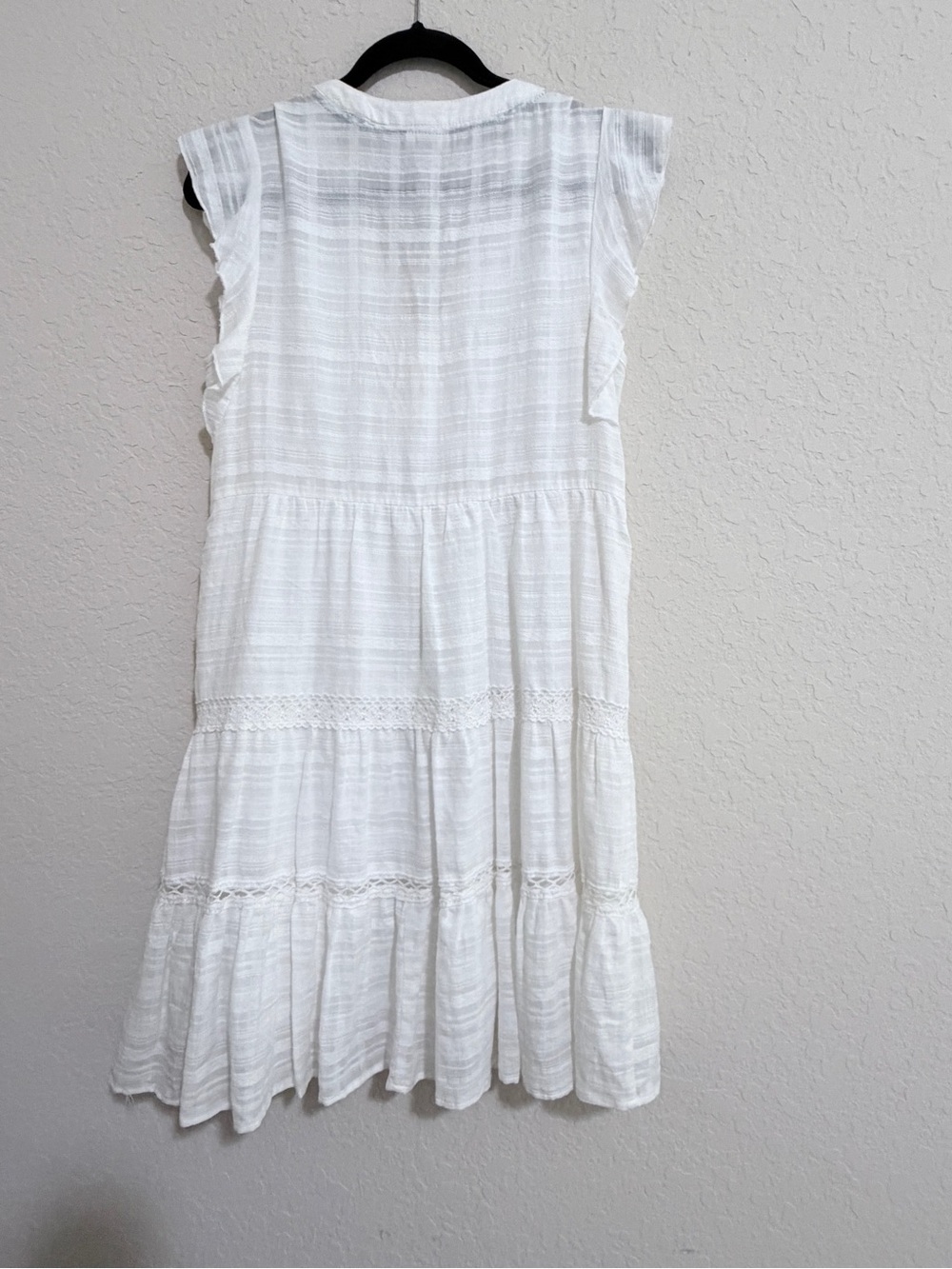 Knox Rose Women’s XS White Flutter Sleeve Peasant Mini Dress Boho 100% Cotton - Picture 6 of 16